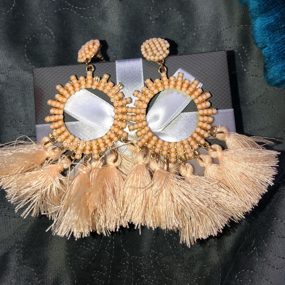 Charolette Russe cream tassel earrings